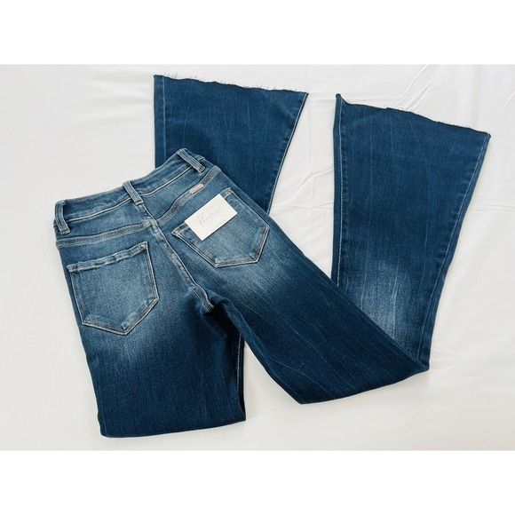 Kancan Signature Ultra High Rise Super Flare Blue Stretch Denim Jeans Size 22 - Picture 2 of 13